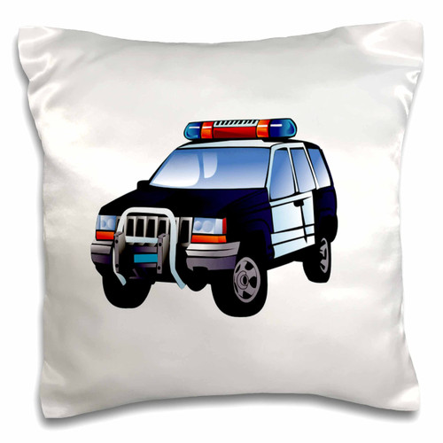 3dRose Image of A Cute Cartoon Police Car - Pillow Cases (pc-371709-1)
