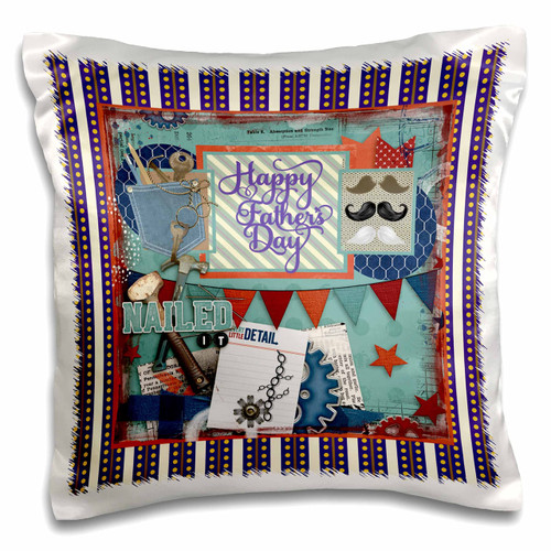 3dRose Image of Fathers Day Tools in Jean Pocket, Mustaches, Nailed,... - Pillow Cases (pc-361374-1)