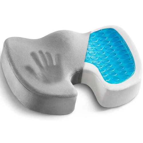 Gel Seat Cushion for Long Sitting - Memory Foam Chair Pillow for Sciatica Pain Relief - Orthopedic Gel & Memory Foam Coccyx Cushion for Tailbone Pain - Office Chair Cushion for Back Pain Grey Gel Seat Cushion for Long Sitting - Memory Foam Chair Pillow for Sciatica Pain Relief - Orthopedic Gel & Memory Foam Coccyx Cushion for Tailbone Pain - Office Chair Cushion for Back Pain Grey