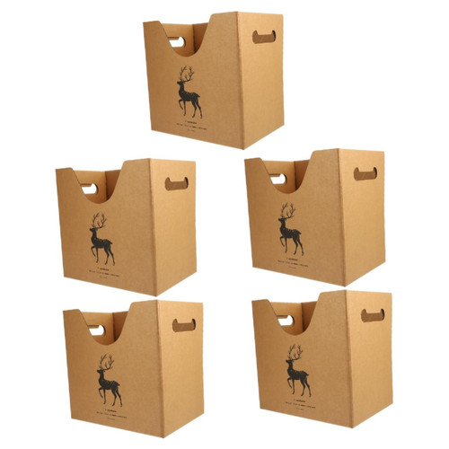 Milisten 5pcs Box filing box office organization accordian file organizer magazine file holder magazine holder book bins paper organizer cardboard file holder Toy storage basket kraft paper