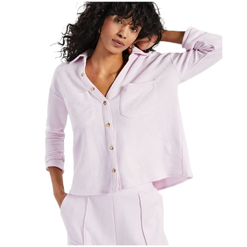 Alfani Women's Textured Lavender Rain Medium Knit Top Purple M