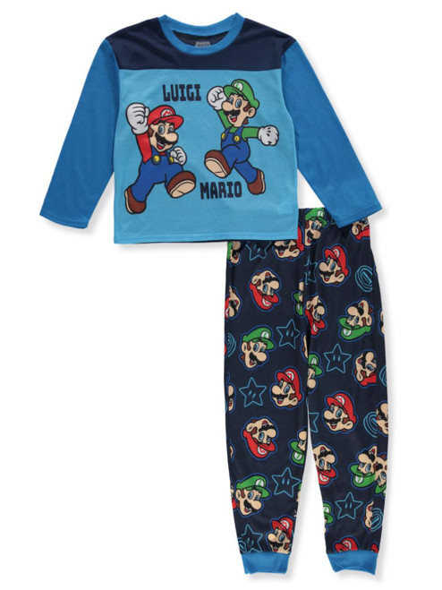 SUPER MARIO Big Boys' 2-Piece Pajamas Set - blue, 8
