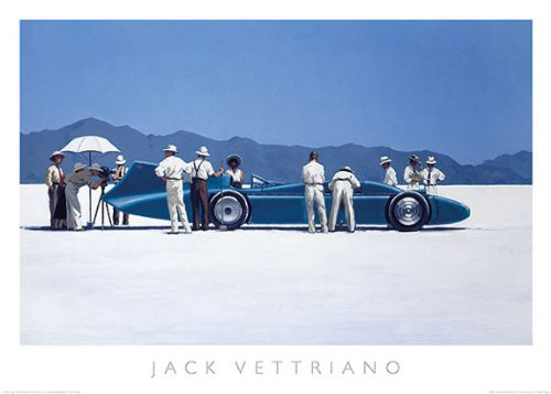 Picture Peddler Bluebird at Bonneville Jack Vettriano Vintage Racing Car Print Poster 27.5x19.5