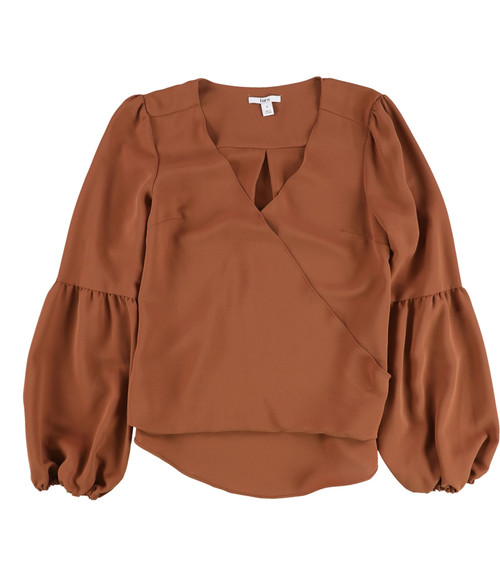 bar III Womens Blouson Sleeve Knit Blouse, Brown, Small