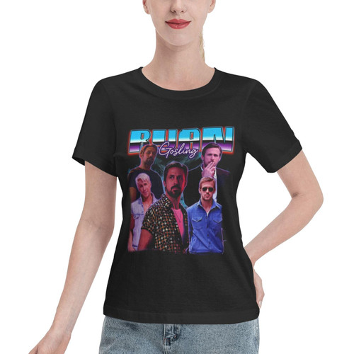 EMIGRESS Ryan Gosling Women's T Shirt Casual Cotton Short Sleeve Tee Round Neck Fashion Tshirt Medium Black EMIGRESS Ryan Gosling Women's T Shirt Casual Cotton Short Sleeve Tee Round Neck Fashion Tshirt Medium Black