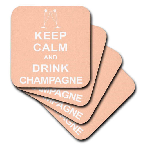 3dRose Keep calm and drink champagne. - Ceramic Tile Coasters, set of 4