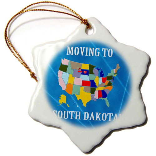3dRose United States Map, Moving to South Dakota, Heart and Car with... - Ornaments (orn-233536-1)