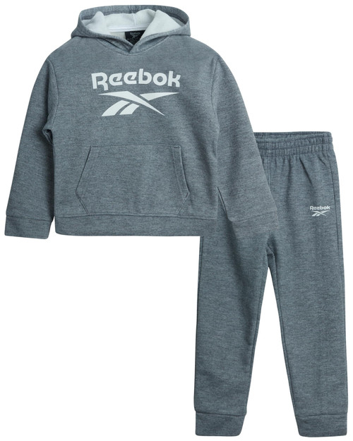 Reebok Baby Boys' Sweatsuit Set - 2 Piece Playwear Fleece Hoodie and Jogger Pants (12M-7), Size 2T, Dark Grey Heather