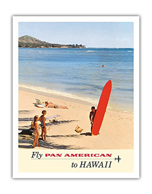 Fly Pan American to Hawaii - Pan American Airways - Vintage Airline Travel Poster by Kronfeld c.1950s - Hawaiian Fine Art Print - 11in x 14in Fly Pan American to Hawaii - Pan American Airways - Vintage Airline Travel Poster by Kronfeld c.1950s - Hawaiian Fine Art Print - 11in x 14in