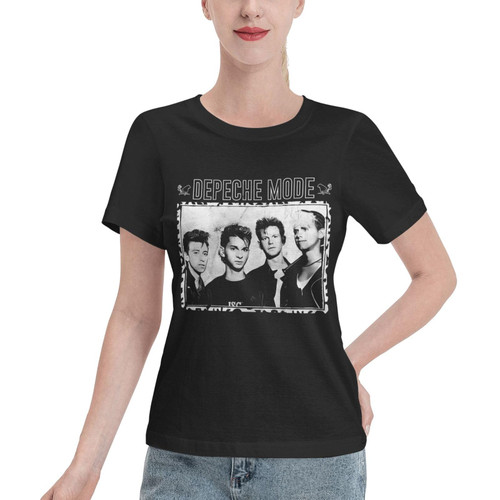 Rock Band T Shirt Woman's Summer Round Neck T-Shirts Casual Short Sleeves Tee Black