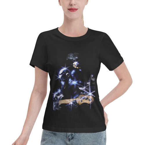 Rock Band T Shirt Woman's Summer Round Neck Clothes Casual Short Sleeves Tee Black