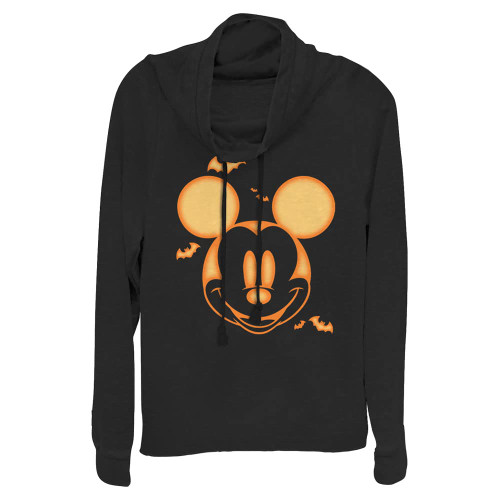 Disney womens Disney Mickey & Friends Halloween Mickey Carving Cowl Neck T Shirt, Black, XX-Large US