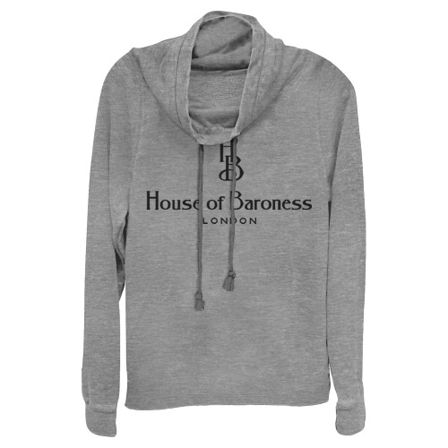 Fifth Sun Disney Cruella Baroness Simple Women's Cowl Neck Long Sleeve Knit Top, Gray Heather, Small