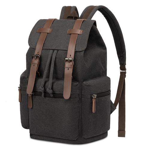 VAZUOOL Vintage Canvas Backpack for Men Women, Laptop Backpack College Travel Rucksack Casual Daypack Fits 15.6 Inch Laptop, Black VAZUOOL Vintage Canvas Backpack for Men Women, Laptop Backpack College Travel Rucksack Casual Daypack Fits 15.6 Inch Laptop, Black