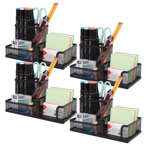 Ludato 4 Pieces 3 Compartments Mesh Pen Holder Desk Organizers Caddy and Accessories for Desk,Black Pencil Holder,Sticky Notes Holder for Home,Office and School Ludato 4 Pieces 3 Compartments Mesh Pen Holder Desk Organizers Caddy and Accessories for Desk,Black Pencil Holder,Sticky Notes Holder for Home,Office and School