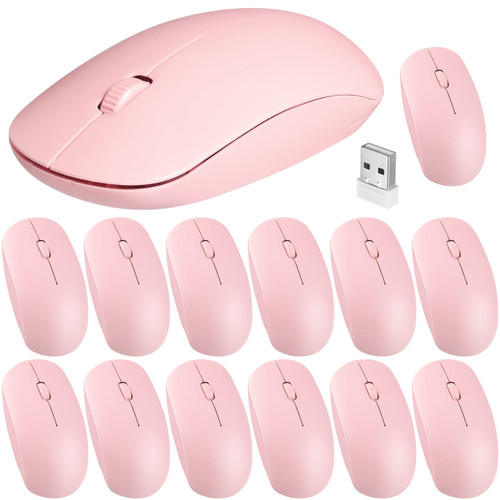 20 Pack Mouse for Laptop 2.4G Computer Mouse 1000 DPI Optical Mouse with USB Receiver Mouse Bulk Compatible with Windows, PC, Computer, Laptop (Pink)