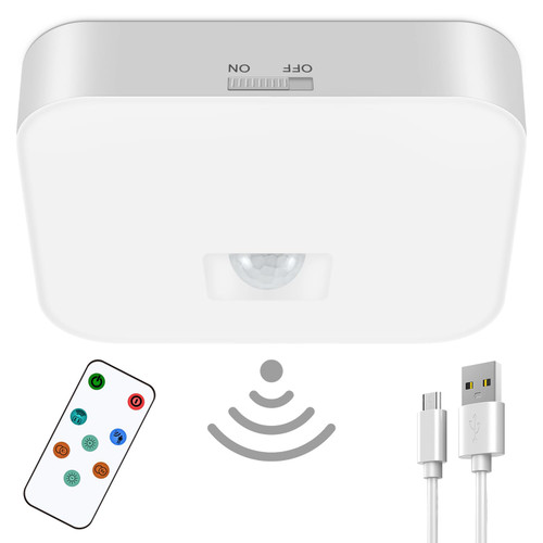 WhitePoplar Rechargeable Motion Sensor Wireless Ceiling Light with Remote, Motion Detector Battery Operated Shower Lights, Indoor Rechargeable Ceiling Light for Closet, Garage, Hallway, 3000K-6000K
