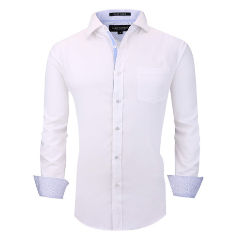Alex Vando Mens Dress Shirts Wrinkle Free Regular Fit Stretch Bamboo Button Down Shirt,White,M Alex Vando Mens Dress Shirts Wrinkle Free Regular Fit Stretch Bamboo Button Down Shirt,White,M