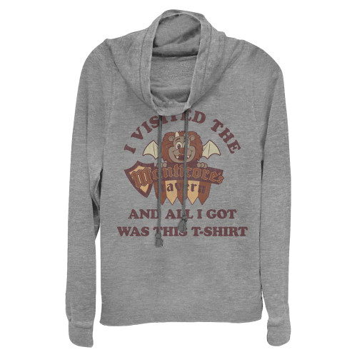 Pixar Onward Manticores Tavern Women's Cowl Neck Long Sleeve Knit Top, Gray Heather, XX-Large
