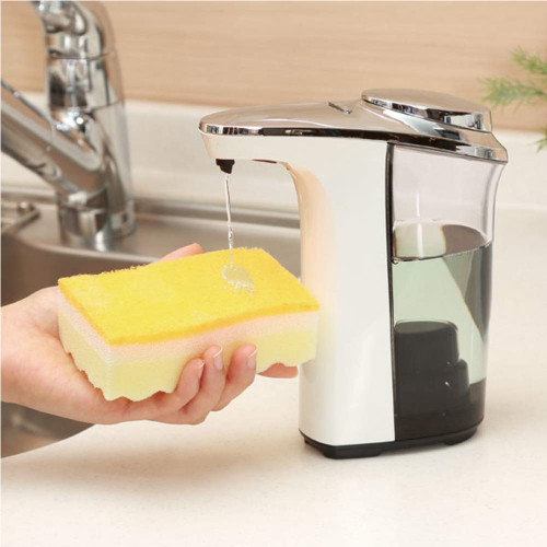 Touchless Countertop Liquid Soap Dispenser Automatic Soap Dispenser Hands-free Infrared Sensor Lotion Dispenser Shampoo Container For Bathroom Kitchen White