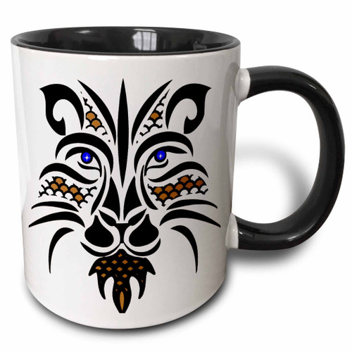 3dRose Black, Copper, Blue Mesh Lion Outline - Mugs (mug_211036_4)