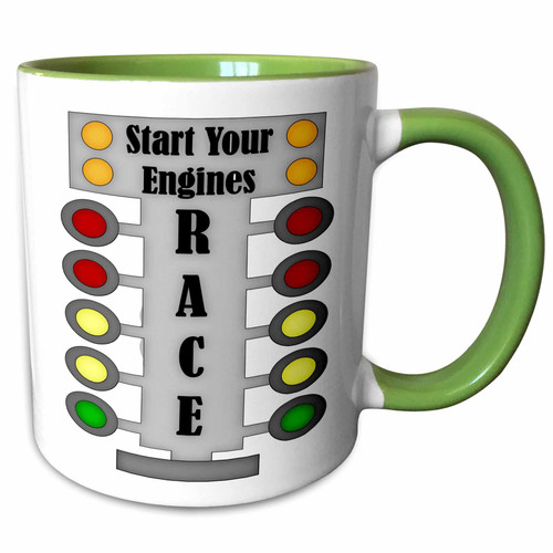 3dRose Anne Marie Baugh - Car Racing - Car Race Start Your Engine Sign - Mugs (mug_210739_7)