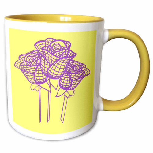 3dRose Enchanted Mesh Graphic Purple Roses Vector - Mugs (mug_356634_8)