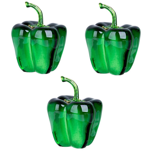 Garneck 3pcs Vegetable Figurines Chili Pepper Kitchen Decor Glass Fruit Figurines Clear Crystal Statue Table for car Cake Decor Bedroom Chili Decoration Crystal Glass top hat Office Manual