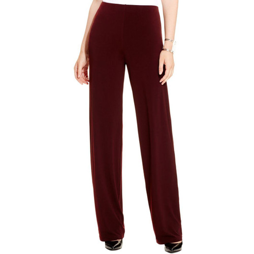 Alfani Womens Knit Casual Wide Leg Pants, Red, Small