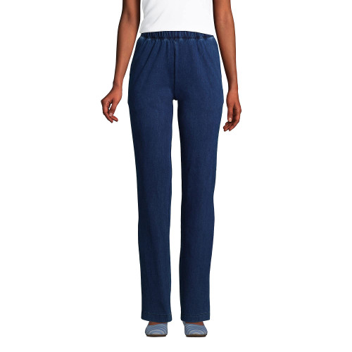 Lands' End Womens Sport Knit Denim Pants Medium Indigo Plus 1x