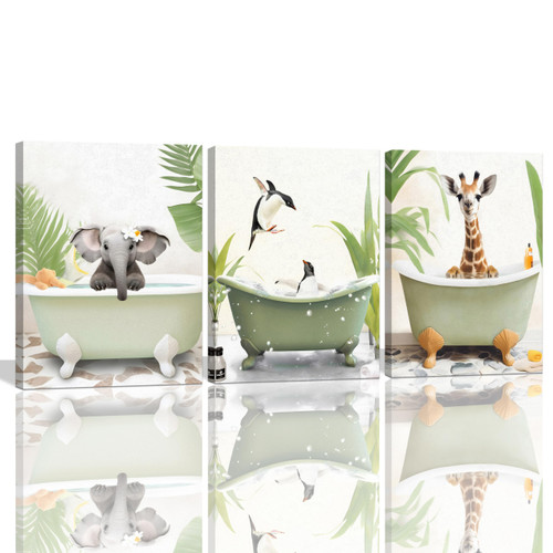 Kids Bathroom Decor Funny Animal Bathroom Wall Art Sage Green Animal Bathroom Pictures for Wall Giraffe Penguin Elephant Decor Bathroom Canvas Art Wall Decor Set of 3 Stretched 12x16inches x3pcs Kids Bathroom Decor Funny Animal Bathroom Wall Art Sage Green Animal Bathroom Pictures for Wall Giraffe Penguin Elephant Decor Bathroom Canvas Art Wall Decor Set of 3 Stretched 12x16inches x3pcs