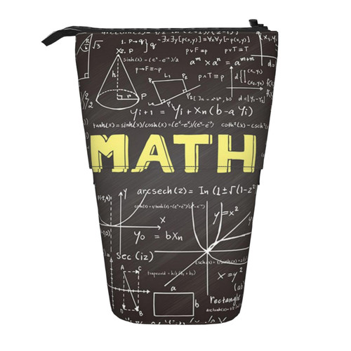EVANEM Standing Pencil Case Math Printed Telescopic Pencil Holder Stationery Case Pop Up Pencil Bag Telescopic Pen Holder For Office Work New Year Gift One Size
