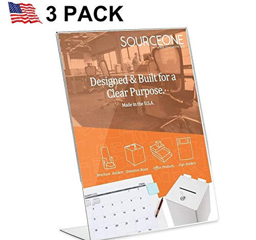 Source One 8.5 x 11-Inches Slant Back Thick Acrylic Sign Holder Ad Frame, Clear, Pack of 3 (8511CSH) (3 Pack Unbreakable) Source One 8.5 x 11-Inches Slant Back Thick Acrylic Sign Holder Ad Frame, Clear, Pack of 3 (8511CSH) (3 Pack Unbreakable)