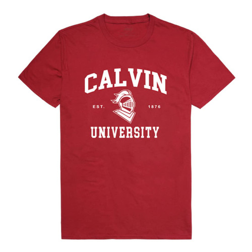 Calvin University Knights Seal Tee T-Shirt - Cardinal, XX-Large
