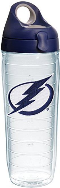 Tervis 1230997 NHL Tampa Bay Lightning Primary Logo Tumbler with Emblem and Navy with Gray Lid 24oz Water Bottle, Clear Tervis 1230997 NHL Tampa Bay Lightning Primary Logo Tumbler with Emblem and Navy with Gray Lid 24oz Water Bottle, Clear
