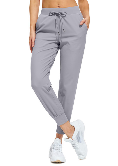 Libin Women's Joggers Pants Athletic Sweatpants with Pockets Running Tapered Casual Pants for Workout,Lounge, Light Grey M