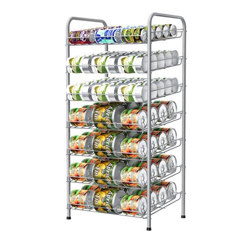 Can Organizer for Pantry 7-tier Can Organizer Can Good Organizer for Pantry Shelf Holds up to 84 Cans Can Rack Dispenser for Pantry, Kitchen, Cabinet Silver