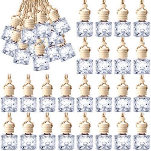 50 Pcs Hanging Car Air Freshener Car Diffuser Bottles Empty Glass Perfume Bottles Air Freshener Diffuser Bottle Pendant for Essential Oils Fragrance Aromatherapy Bottle Ornament (Clear, Diamond) 50 Pcs Hanging Car Air Freshener Car Diffuser Bottles Empty Glass Perfume Bottles Air Freshener Diffuser Bottle Pendant for Essential Oils Fragrance Aromatherapy Bottle Ornament (Clear, Diamond)