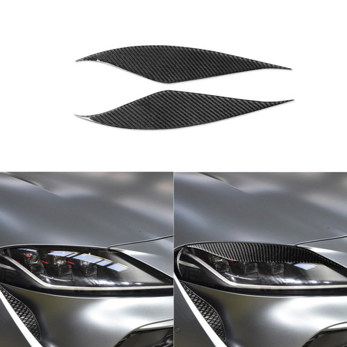 PJFUS Real Premium Carbon Fiber Car Headlight Eyebrow Headlamp Eyelid Panel Cover Soft Sticker Compatible with Toyota Supra GR A90 A91 MK5 2019 2020 2021 2022 Auto Interior Trim Accessories black 2pcs