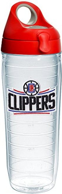 Tervis 1231533 NBA Los Angeles Clippers Primary Logo Tumbler with Emblem and Red with Gray Lid 24oz Water Bottle, Clear