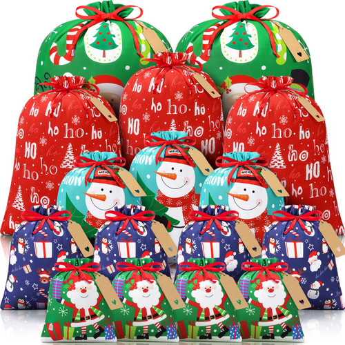 16 PCS Christmas Drawstring Gift Bags with Tags, Large Xmas Gift Bags Assorted Sizes Bulk, Jumbo Medium Small Holiday Gift Bags Cotton Fabric Gift Wrapping Bags for Christmas Presents Party Favor Sack 16 PCS Christmas Drawstring Gift Bags with Tags, Large Xmas Gift Bags Assorted Sizes Bulk, Jumbo Medium Small Holiday Gift Bags Cotton Fabric Gift Wrapping Bags for Christmas Presents Party Favor Sack