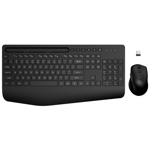 Wireless Keyboard and Mouse with Wrist Rest, Ergonomic Keyboard with Phone Holder, Quiet Keys, Long Battery Life, 2.4GHz Lag-Free for Computer, Laptop, PC, Windows, Mac, Chrome OS - by Trueque