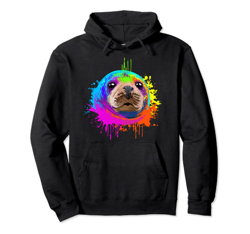 Splash Art Sea Lion Gift Animal Seal Lover Pullover Hoodie