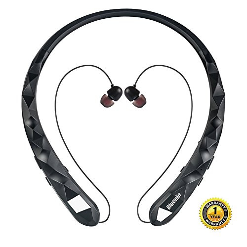 Bluetooth Headphones Bluenin Wireless Headphones Neckband Retractable Earbuds Noise Cancelling Stereo Headset Sport Sweatproof Earphones with Mic (Matte Black) Bluetooth Headphones Bluenin Wireless Headphones Neckband Retractable Earbuds Noise Cancelling Stereo Headset Sport Sweatproof Earphones with Mic (Matte Black)
