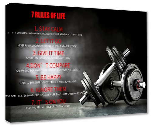 TUMOVO Gym Sports Quote Poster Paintings Bodybuilding Weightlifting Picture Fitness Tools Barbell Artwork 7 Rules of Life Canvas Wall Art HD Print Home Modern Decor Framed Ready to Hang(16''Wx24''H) TUMOVO Gym Sports Quote Poster Paintings Bodybuilding Weightlifting Picture Fitness Tools Barbell Artwork 7 Rules of Life Canvas Wall Art HD Print Home Modern Decor Framed Ready to Hang(16''Wx24''H)