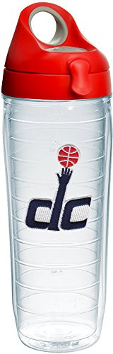 Tervis 1231070 NBA Washington Wizards Secondary Logo Tumbler with Emblem and Red with Gray Lid 24oz Water Bottle, Clear