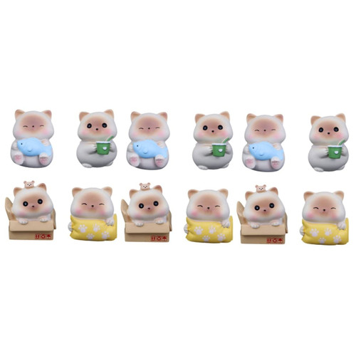 ARTIBETTER 12 pcs cat Ornaments Resin cat Ornament Resin Craft cat Toys for Kids Black White cat Figurines Cute Miniature Cats Pig cat Statue Photo Ornament Office Accessories Inside The car