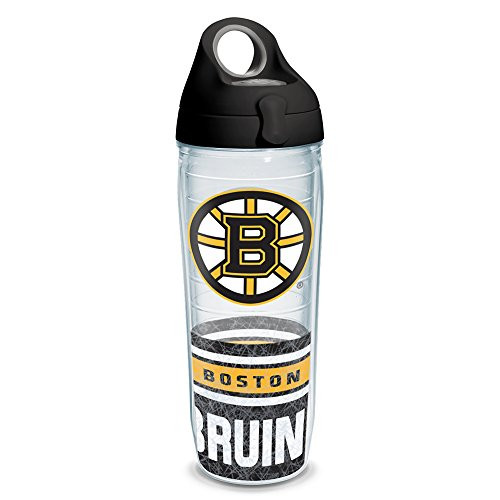 Tervis 1230907 NHL Boston Bruins Tumbler with Wrap and Black with Gray Lid 24oz Water Bottle, Clear