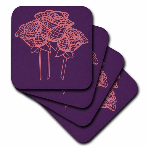 3dRose Stylized Mesh Effect Gentle Pink Roses - Coasters (CST_356641_2)