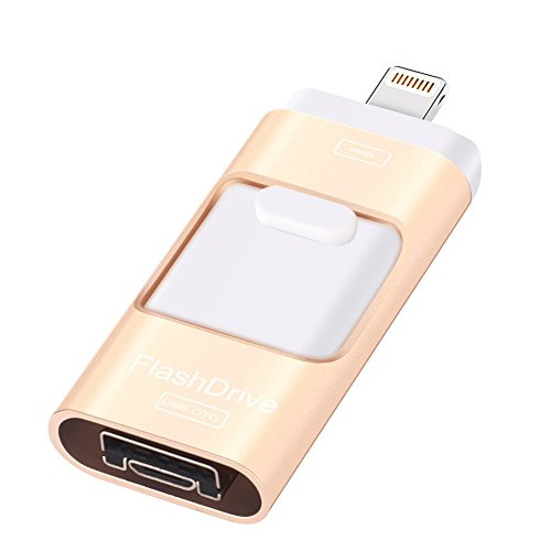USB Flash Drive 128GB, Sunany Memory Stick External Storage Compatible iPhone/PC/iPad/Android More Devices USB Port (128GB Gold)